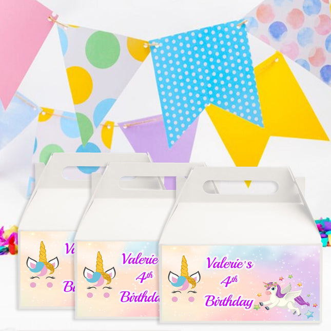 Unicorn Gable Box Labels | 12-Pack Stickers | Size 6x3.25in