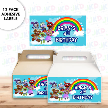 Muppet Babies Gable Box Labels | 12-Pack Stickers | Size 6x3.25in