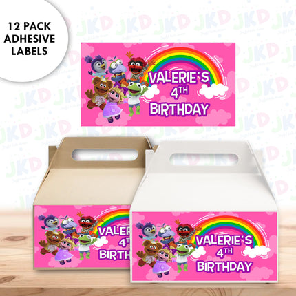 Muppet Babies Gable Box Labels | 12-Pack Stickers | Size 6x3.25in