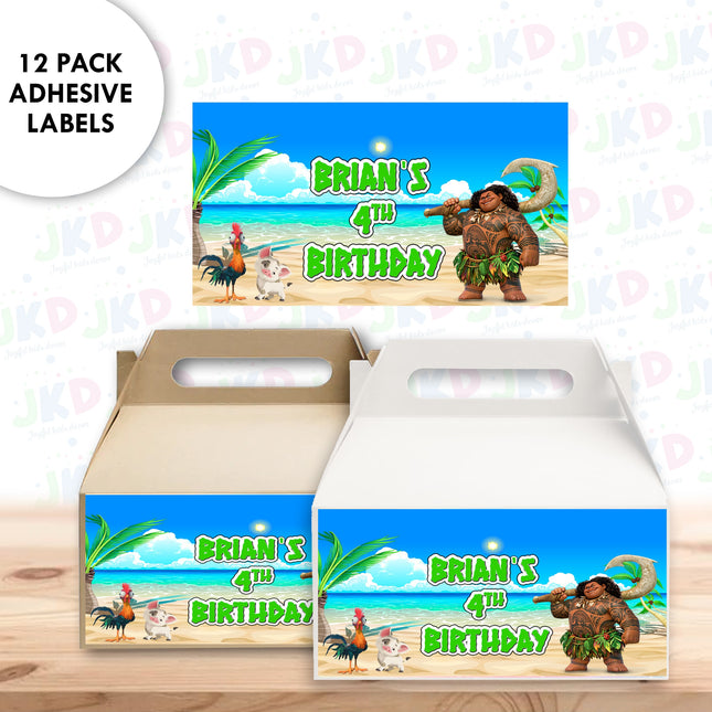 Maui Gable Box Labels | 12-Pack Stickers | Size 6x3.25in
