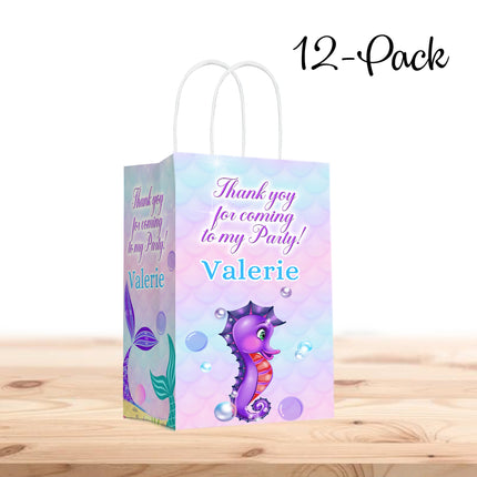 Mermaid Tail Bags with Handles for Kids Gift Favor Birthday Party - 12pack