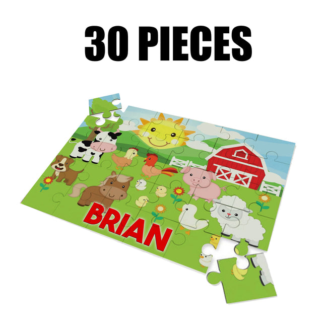 Farm Puzzle with Name Kids Jigsaw Gift Son Daughter Birthday | 30pcs 7.5x9.5in