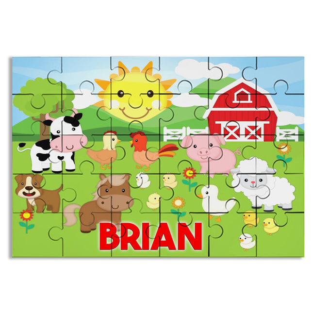 Farm Puzzle with Name Kids Jigsaw Gift Son Daughter Birthday | 30pcs 7.5x9.5in