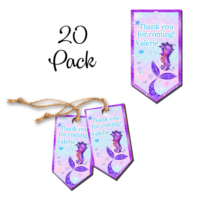 Mermaid Tail Favor Tags for Birthday Party Goodie Bags - 20pack