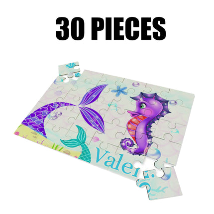 Mermaid Tail Puzzle with Name Kids Jigsaw Gift Son Daughter Birthday | 30pcs 7.5x9.5in
