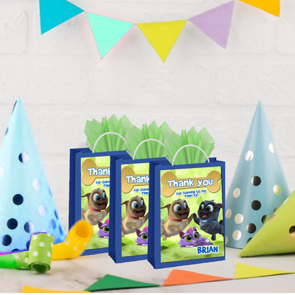 Puppy Dog Pals Gift Favor Bag Labels | 12-Pack Stickers | Size 8x5in