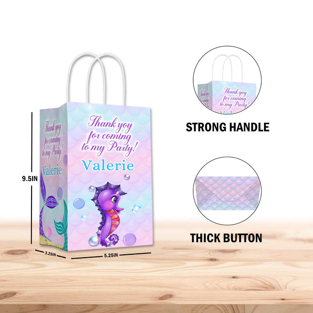 Mermaid Tail Bags with Handles for Kids Gift Favor Birthday Party - 12pack