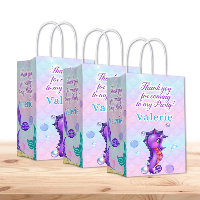 Mermaid Tail Bags with Handles for Kids Gift Favor Birthday Party - 12pack