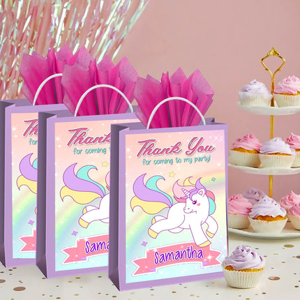 Unicorn Gift Favor Bag Labels | 12-Pack Stickers | Size 8x5in