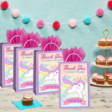 Unicorn Gift Favor Bag Labels | 12-Pack Stickers | Size 8x5in