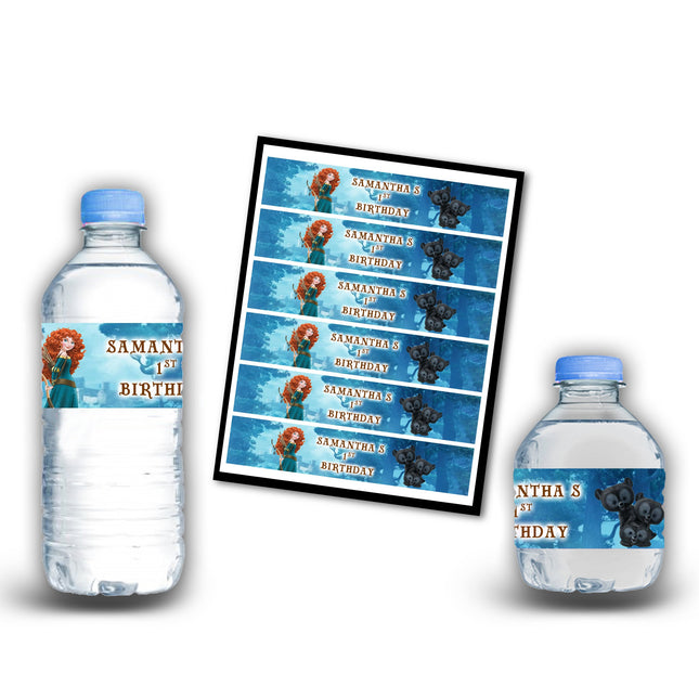 Brave Bottle Water Labels Waterproof Stickers for Kids Birthday Party Favor | 12-Pack Ideal for 16.9oz & 8 fl oz Bottles