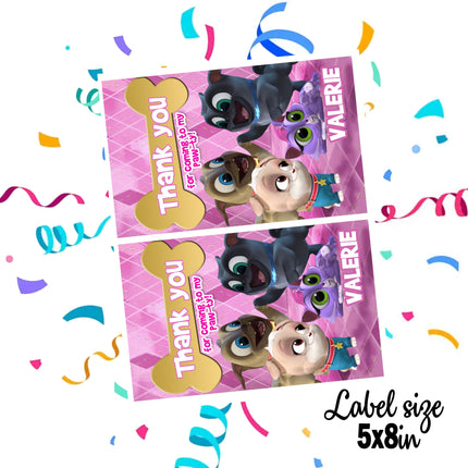 Puppy Dog Pals Gift Favor Bag Labels | 12-Pack Stickers | Size 8x5in