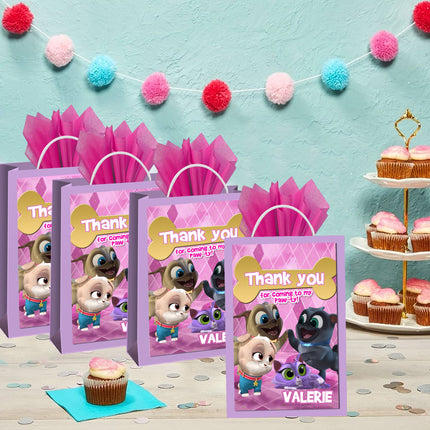 Puppy Dog Pals Gift Favor Bag Labels | 12-Pack Stickers | Size 8x5in