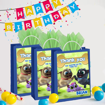 Puppy Dog Pals Gift Favor Bag Labels | 12-Pack Stickers | Size 8x5in