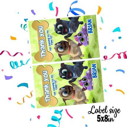 Puppy Dog Pals Gift Favor Bag Labels | 12-Pack Stickers | Size 8x5in