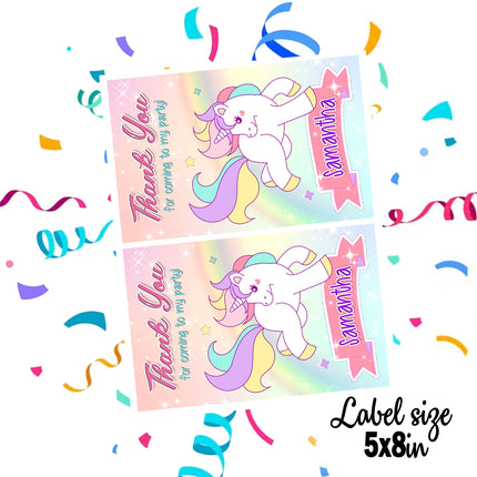 Unicorn Gift Favor Bag Labels | 12-Pack Stickers | Size 8x5in