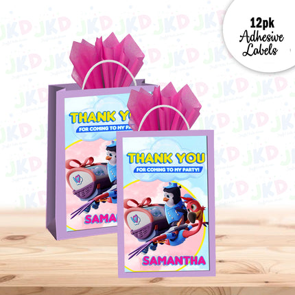TOTS Gift Favor Bag Labels | 12-Pack Stickers | Size 8x5in
