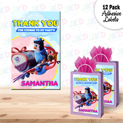 TOTS Gift Favor Bag Labels | 12-Pack Stickers | Size 8x5in