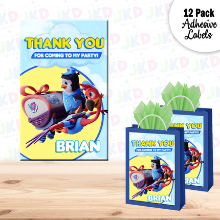 TOTS Gift Favor Bag Labels | 12-Pack Stickers | Size 8x5in