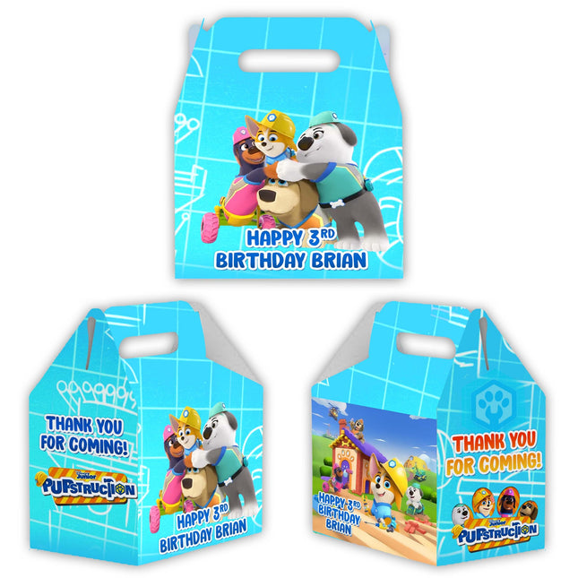 Pupstruction Candy Gable Box for Birthday Party Favors 12 Pack - 4.4x4.5in