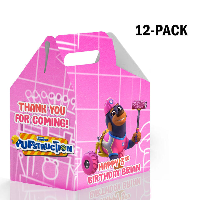 Pupstruction Candy Gable Box for Birthday Party Favors 12 Pack - 4.4x4.5in