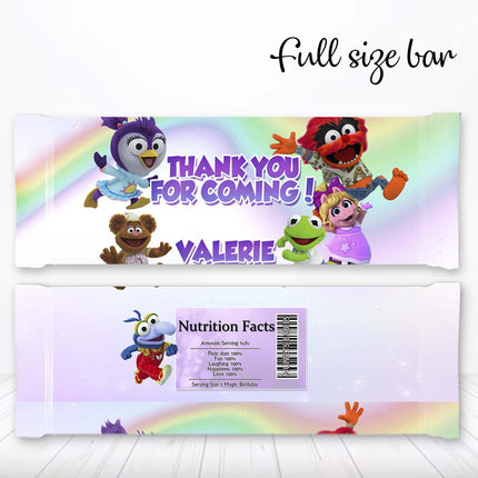 Muppet Babies Candy Bar Labels for Party Decor Chocolate Birthday Favor | 12-Pack Stickers Fits Chocolate Bar 1.55oz