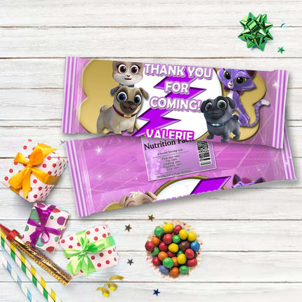 Puppy Dog Pals Candy Bar Labels for Party Decor Chocolate Birthday Favor | 12-Pack Stickers Fits Chocolate Bar 1.55oz