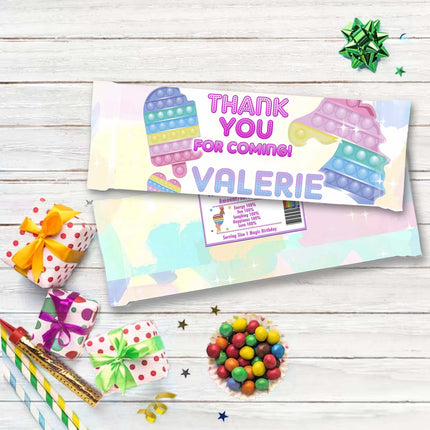 Pop It Candy Bar Labels for Party Decor Chocolate Birthday Favor | 12-Pack Stickers Fits Chocolate Bar 1.55oz
