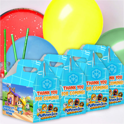 Pupstruction Candy Gable Box for Birthday Party Favors 12 Pack - 4.4x4.5in