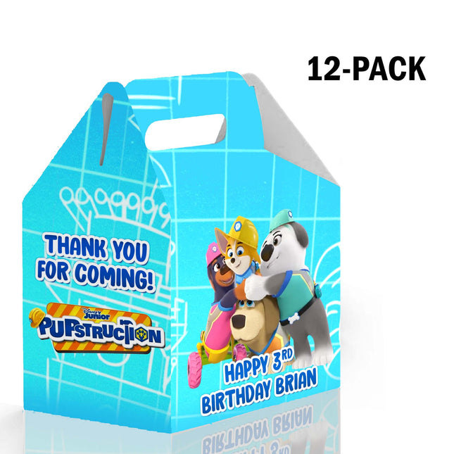 Pupstruction Candy Gable Box for Birthday Party Favors 12 Pack - 4.4x4.5in