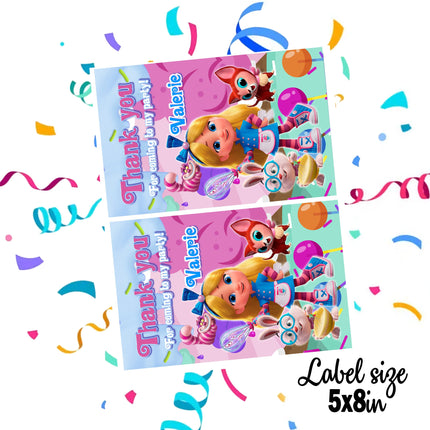 Alice Bakery Gift Favor Bag Labels | 12-Pack Stickers | Size 8x5in