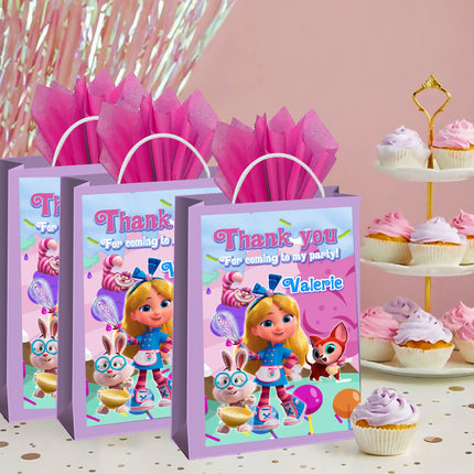 Alice Bakery Gift Favor Bag Labels | 12-Pack Stickers | Size 8x5in