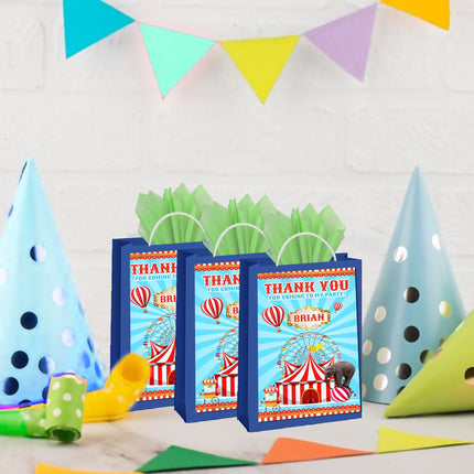 Circus Gift Favor Bag Labels | 12-Pack Stickers | Size 8x5in