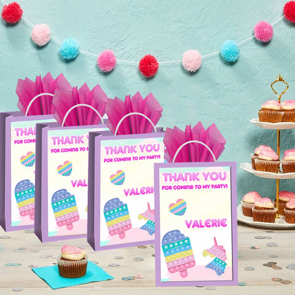 Pop It Gift Favor Bag Labels | 12-Pack Stickers | Size 8x5in
