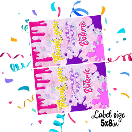 Slime Gift Favor Bag Labels | 12-Pack Stickers | Size 8x5in