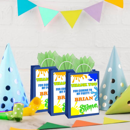 Slime Gift Favor Bag Labels | 12-Pack Stickers | Size 8x5in
