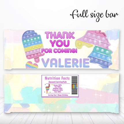 Pop It Candy Bar Labels for Party Decor Chocolate Birthday Favor | 12-Pack Stickers Fits Chocolate Bar 1.55oz