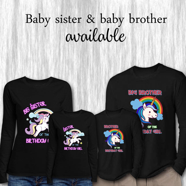 Unicorn Birthday Girl & Family Matching Shirts | Black Long Sleeve