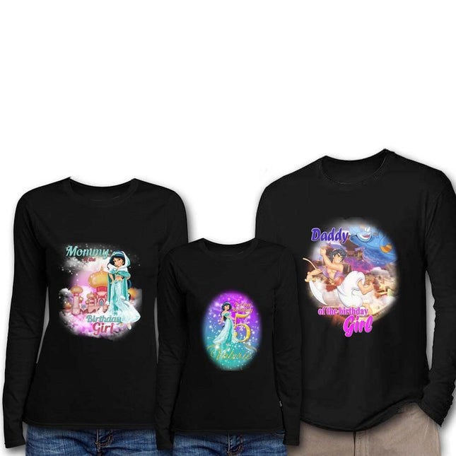 Jasmine Birthday Girl & Family Matching Shirts | Black Long Sleeve