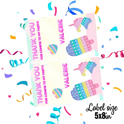 Pop It Gift Favor Bag Labels | 12-Pack Stickers | Size 8x5in