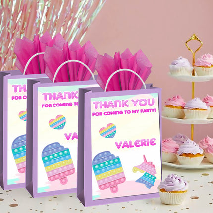 Pop It Gift Favor Bag Labels | 12-Pack Stickers | Size 8x5in