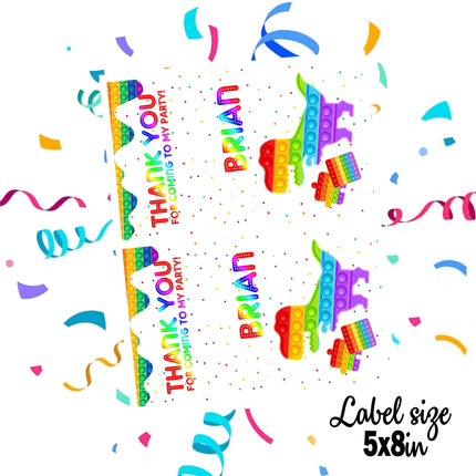 Pop It Gift Favor Bag Labels | 12-Pack Stickers | Size 8x5in
