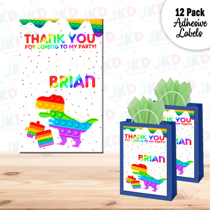 Pop It Gift Favor Bag Labels | 12-Pack Stickers | Size 8x5in