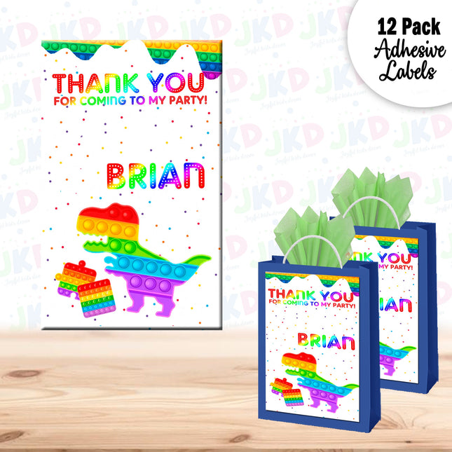 Pop It Gift Favor Bag Labels | 12-Pack Stickers | Size 8x5in