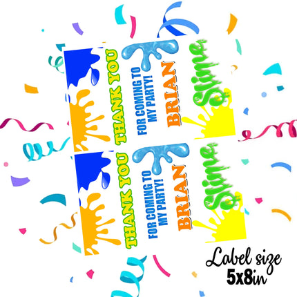 Slime Gift Favor Bag Labels | 12-Pack Stickers | Size 8x5in
