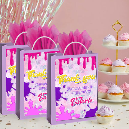 Slime Gift Favor Bag Labels | 12-Pack Stickers | Size 8x5in
