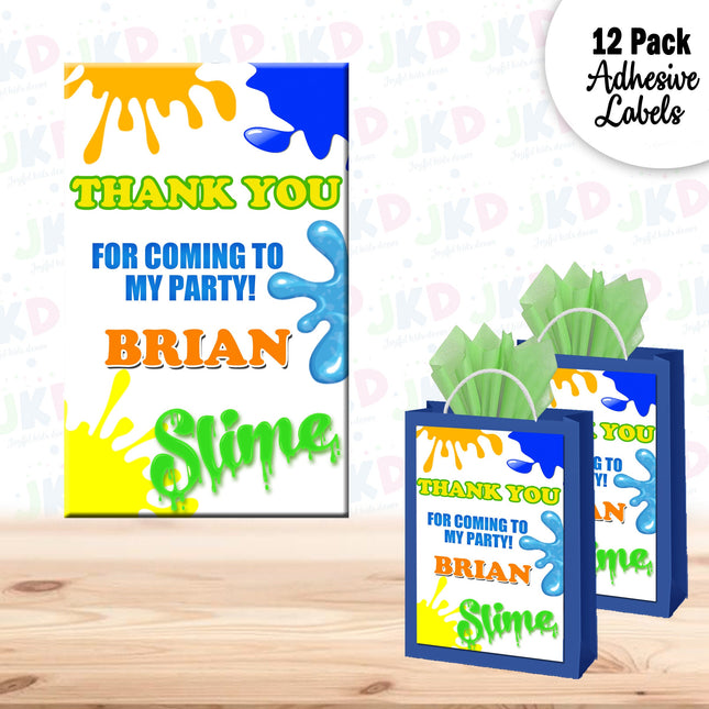 Slime Gift Favor Bag Labels | 12-Pack Stickers | Size 8x5in