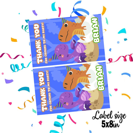 Dinosaurs Kids Gift Favor Bag Labels | 12-Pack Stickers | Size 8x5in