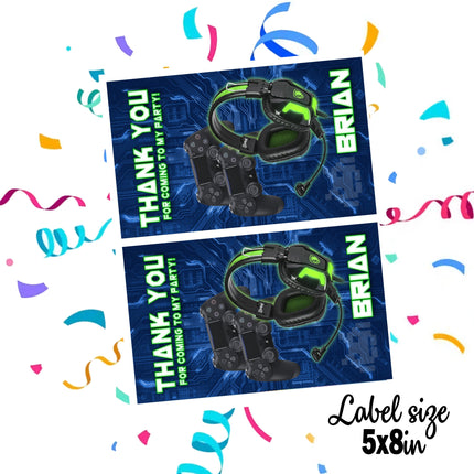 VideoGame Gift Favor Bag Labels | 12-Pack Stickers | Size 8x5in