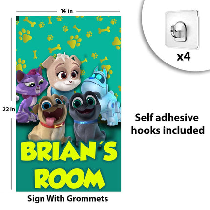 Puppy Dog Pals Sign Room Door Nursery Decor Gift for Boy Girl Grandson Granddaughter | Vinyl Customizable 14x22in